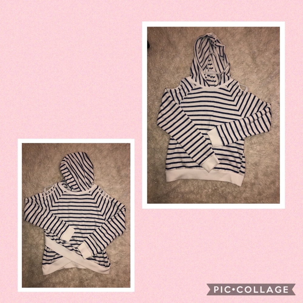 White and Blue Pull Over.